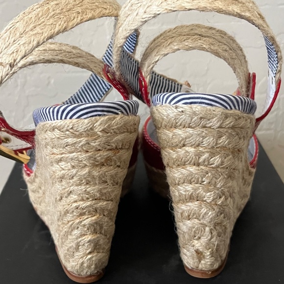 DSQUARED2 Lindoss Gloss Fiamma red buckle platform wedge sandals 39 - Picture 5 of 11